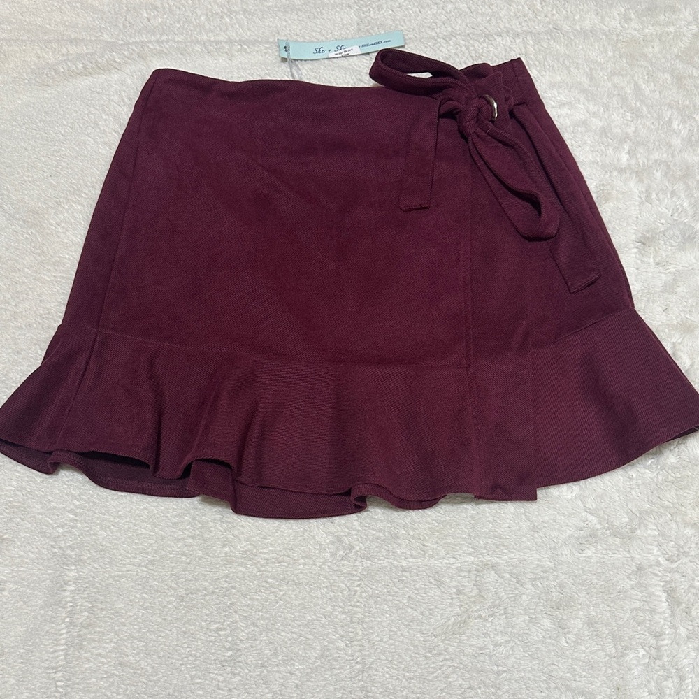 She + Sky | size large | wine wrap skirt